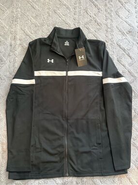 Under Armour Black Men’s Full-Zip Performance Jacket with White Stripes